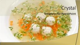  Presentation with soup - Beautiful presentation theme featuring hermes - soup with meatballs backdrop and a coral colored foreground
