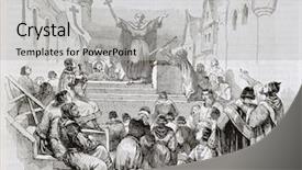  Presentation with preaching - PPT theme enhanced with hermit preaching the first crusade background and a light gray colored foreground