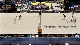  Presentation with volleyball - Colorful slide set enhanced with violet peony flower macro photography isolated on black backdrop and a coral colored foreground