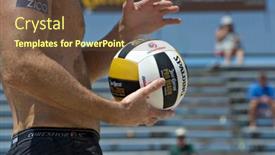  Presentation with volleyball - Slide set having hermosa-beach-ca-july-21 background and a tawny brown colored foreground