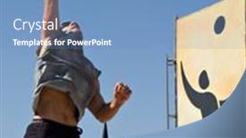  Presentation with volleyball - Cool new PPT theme with hermosa-beach-ca-july-21 backdrop and a teal colored foreground