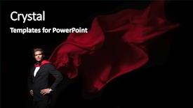  Presentation with hero business - PPT theme consisting of hero business man in red background and a black colored foreground