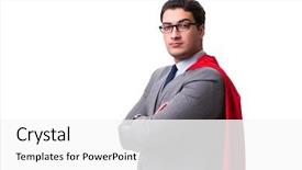  Presentation with hero business - Beautiful PPT theme featuring hero businessman isolated on white backdrop and a white colored foreground