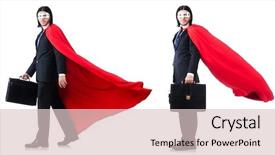  Presentation with red white blue confetti - Colorful presentation design enhanced with hero cartoon - man in red cover isolated backdrop and a lemonade colored foreground