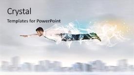  Presentation with superman - Amazing presentation theme having above city with smoke left backdrop and a lemonade colored foreground