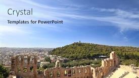  Presentation with cityscape - Presentation design having herodion-ruins-with-cityscape-view background and a light blue colored foreground