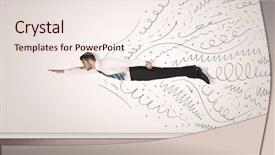  Presentation with flying - Cool new slides with heroes movies - business man flying with hand backdrop and a sky blue colored foreground