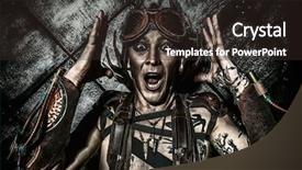  Presentation with steampunk - Cool new PPT theme with heroes movies - expressive steampunk over grunge background backdrop and a wine colored foreground