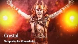  Presentation with steampunk - PPT layouts enhanced with heroes movies - fire steampunk man background and a tawny brown colored foreground