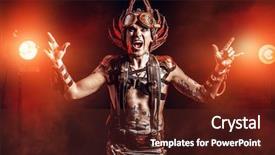  Presentation with steampunk - Slide deck featuring heroes movies - fire steampunk man background and a tawny brown colored foreground