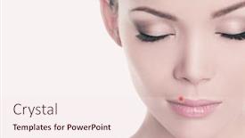  Presentation with girl design - Amazing presentation design having herpes-red-circle-area backdrop and a sky blue colored foreground