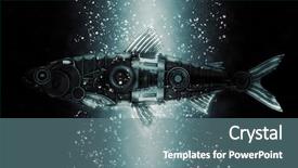  Presentation with steampunk - Theme enhanced with herring mechanical animal photo compilation background and a seafoam green colored foreground