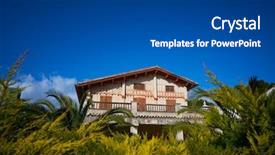  Presentation with neo classic villa almerico capra - Slide deck enhanced with herritage houses in benicassim shoreline background and a dark gray colored foreground