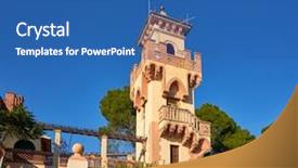  Presentation with villa - Presentation design with herritage houses in benicassim shoreline background and a ocean colored foreground