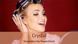  Presentation with hair - Beautiful presentation design featuring herself in a narcissistic backdrop and a coral colored foreground