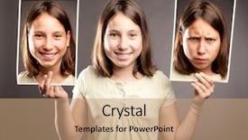  Presentation with sad girl - Cool new slide set with herself with happy and sad backdrop and a coral colored foreground