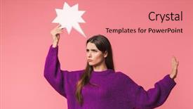  Presentation with bubble - Beautiful presentation featuring hesitation - pensive young girl wearing sweater backdrop and a coral colored foreground