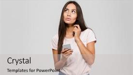  Presentation with lactation young woman breastfeeding - Beautiful PPT theme featuring hesitation - portrait of a thoughtful young backdrop and a soft green colored foreground