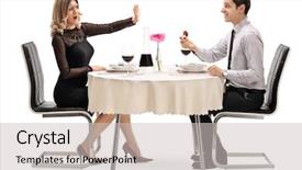  Presentation with stop the extinction - Colorful theme enhanced with hesitation - woman trying to stop her backdrop and a light gray colored foreground