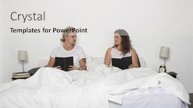  Presentation with books - Colorful PPT layouts enhanced with hetereosexuel-couple-reading-books backdrop and a white colored foreground