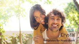  Presentation with fun - Beautiful PPT theme featuring heterosexual behavioral - portrait of a smiling couple backdrop and a coral colored foreground