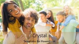  Presentation with fun and smile - Presentation design featuring heterosexual behavioral - portrait of a smiling couples background and a coral colored foreground