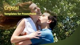  Presentation with romance nature couple - PPT theme consisting of heterosexual behavioral - young couple playing background and a tawny brown colored foreground