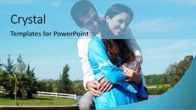  Presentation with romance couple nature - Beautiful presentation theme featuring heterosexual behavioral - young couple playing backdrop and a light blue colored foreground