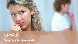  Presentation with love between man and woman - PPT theme consisting of heterosexual couple disagreement - conflict between man and woman background and a coral colored foreground