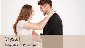  Presentation with it´s a girl - Slide deck with heterosexual couple disagreement - girl strangling a man white background and a  colored foreground