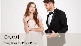  Presentation with it´s a girl - Presentation enhanced with heterosexual couple disagreement - man argues with a girl background and a soft green colored foreground