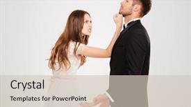  Presentation with fight win - Cool new slides with heterosexual couple disagreement - ouple fight girl beats man backdrop and a  colored foreground