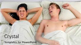  Presentation with snoring - PPT layouts with heterosexual couple disagreement - snoring man while his wife background and a light gray colored foreground