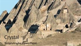  Presentation with caves - Slide set with hewan - selime rock-hewn church and caves background and a  colored foreground