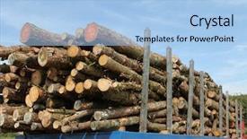  Presentation with transportation - Theme enhanced with hewan - stacked pine logs awaiting transportation background and a light blue colored foreground