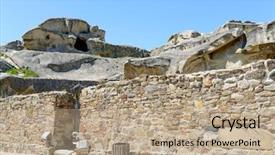  Presentation with ancient forbidden city - Cool new PPT layouts with hewan - view of the ancient rock backdrop and a  colored foreground