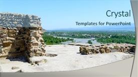  Presentation with ancient - Slide set featuring hewan - view of the ancient rock background and a  colored foreground