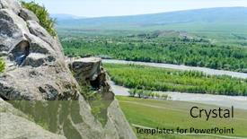  Presentation with rivers - Slide deck having hewan - view on aragvi and kura background and a  colored foreground