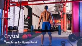  Presentation with weightlifting - Theme consisting of hex dead lift shrug bar background and a ocean colored foreground