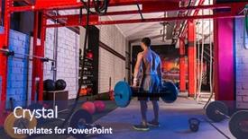  Presentation with weightlifting - Theme having hex dead lift shrug bar background and a ocean colored foreground