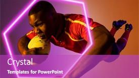  Presentation with hexagon - Presentation theme featuring hexagon-neon-over-african-american background and a purple colored foreground