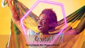  Presentation with victory sport - Presentation theme with hexagon-neon-over-cheerful-african background and a red colored foreground