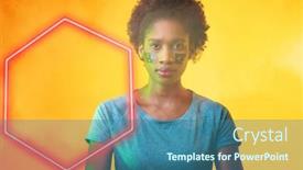  Presentation with face match - Theme having hexagon-neon-over-confident-african background and a ocean colored foreground
