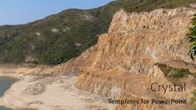  Presentation with hong kong - Slide set featuring hexagonal-rock-formation-in-geopark background and a coral colored foreground