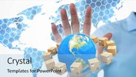  Presentation with hexagons - Slide set with hexagons and world map background and a light blue colored foreground