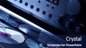  Presentation with audio - Presentation design featuring hi-end audio system background and a navy blue colored foreground