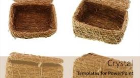  Presentation with woven - Presentation design having hi-rez of hand-made woven straw basket casket box in four options background and a gold colored foreground