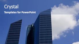  Presentation with trail - Beautiful presentation theme featuring hi rise - building with a cloud trail backdrop and a ocean colored foreground