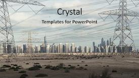  Presentation with electric bus high voltage - Presentation theme having hi rise - high voltage electrical lines passing background and a light gray colored foreground