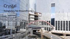  Presentation with rise - Amazing presentation design having hi rise - modern business district backdrop and a light blue colored foreground